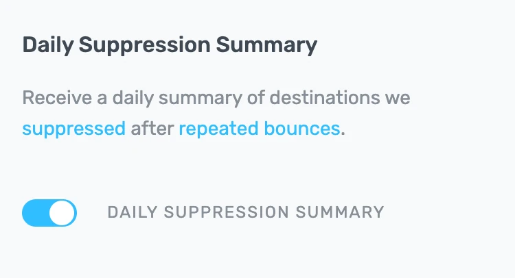 The Daily Suppression Summary toggle switched on in ImprovMX domain settings
